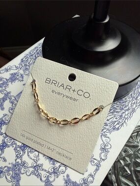 Demdaco 14k Gold Plated Link Mirror Oval Chain Necklace Water Resistant NWT